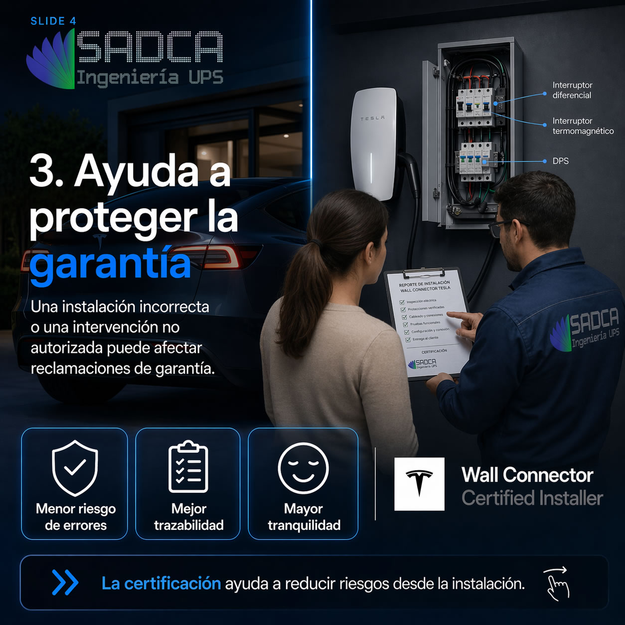 Instalación certificada ayuda a proteger garantía Tesla