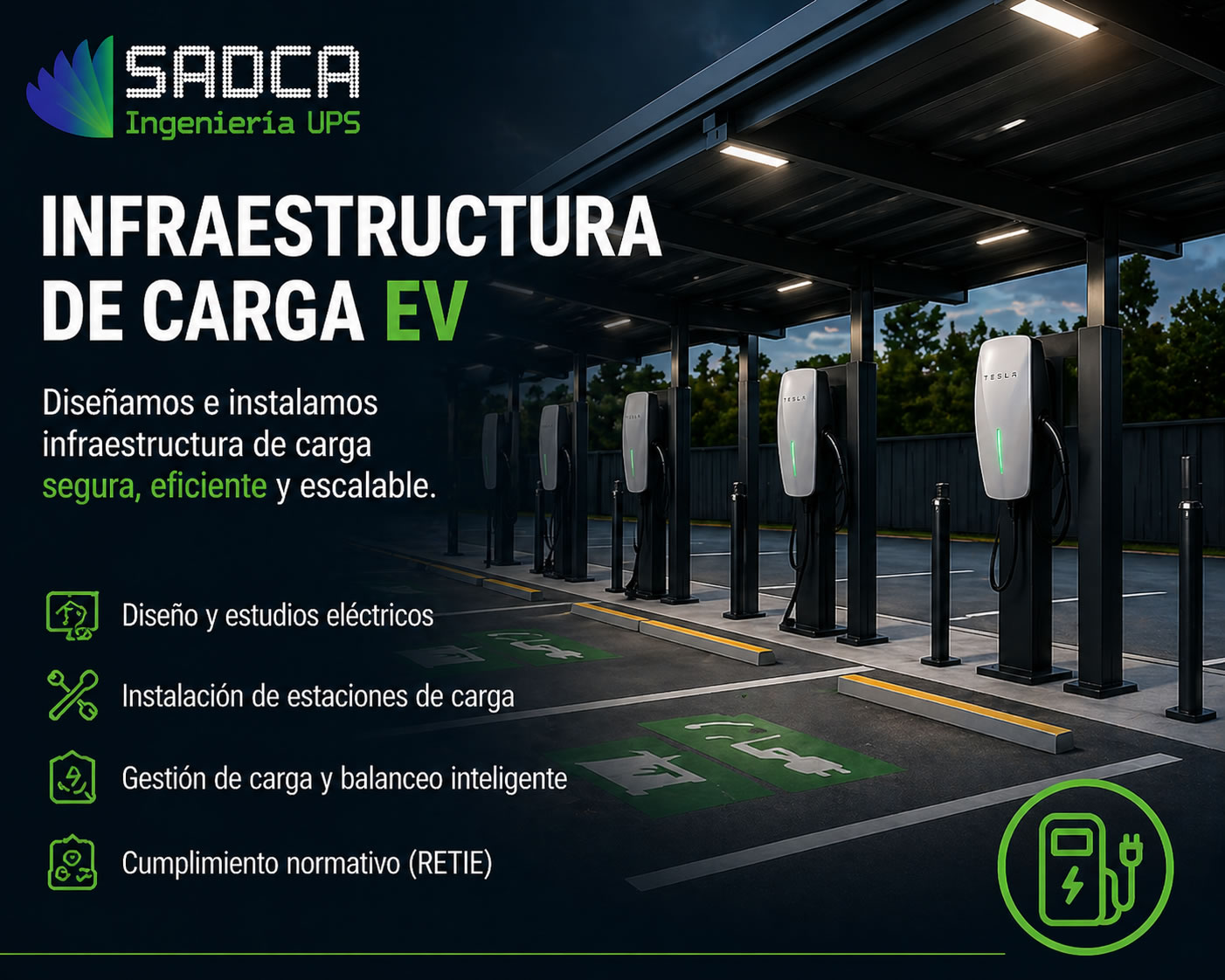 Infraestructura de carga EV con protecciones eléctricas