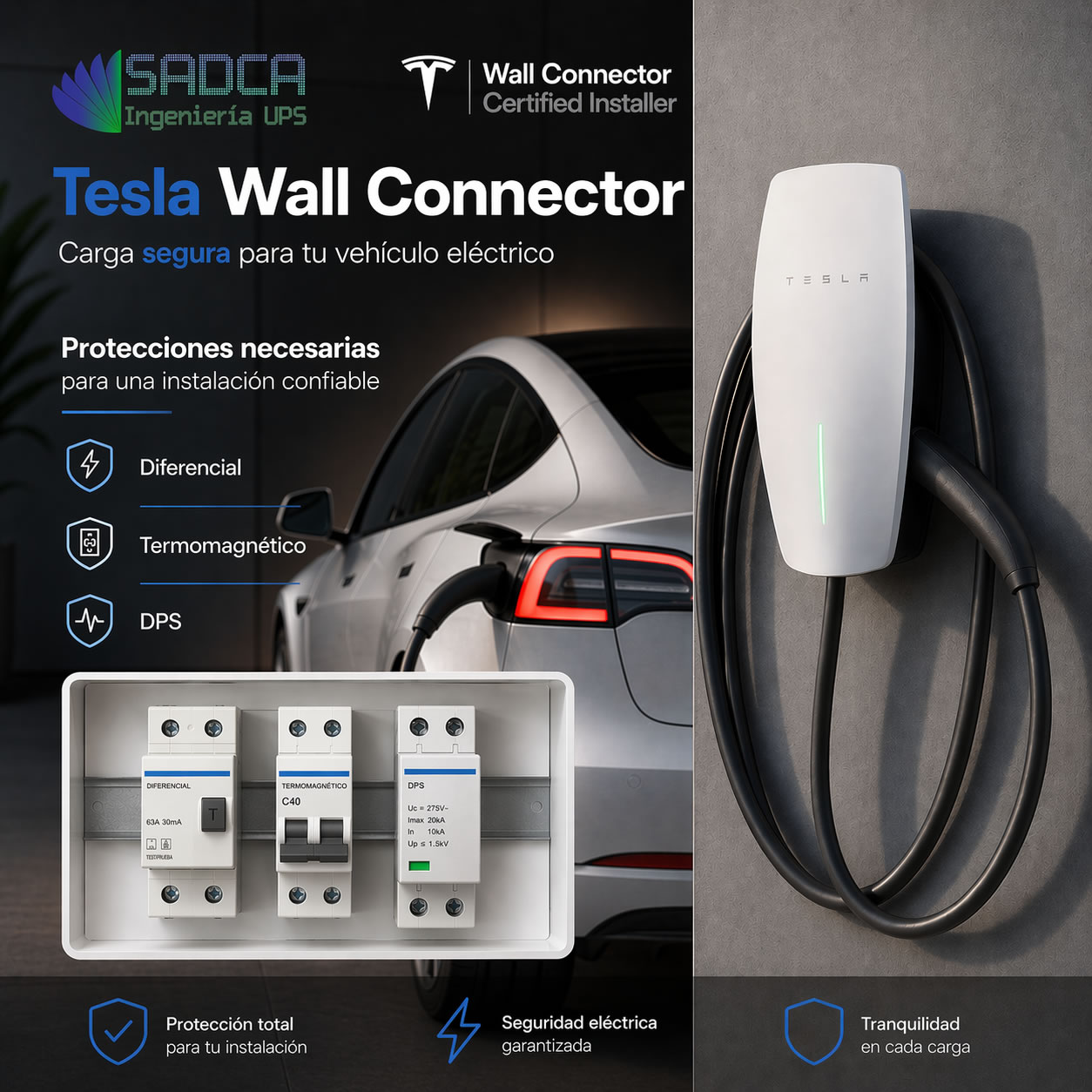 Tesla Wall Connector instalado por SADCA